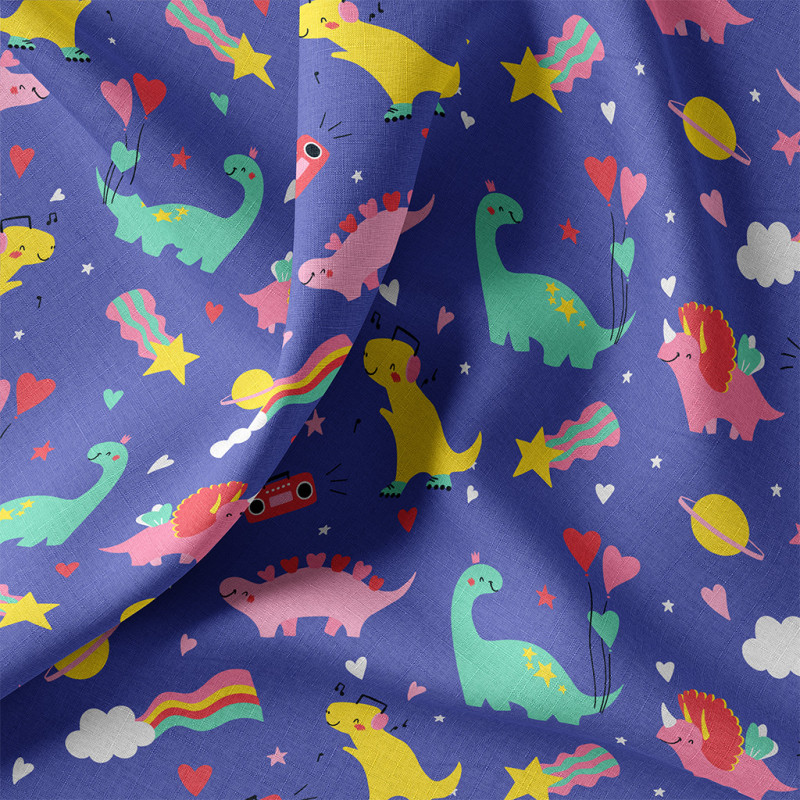 Printed Cotton MADONNA Blue / Pink